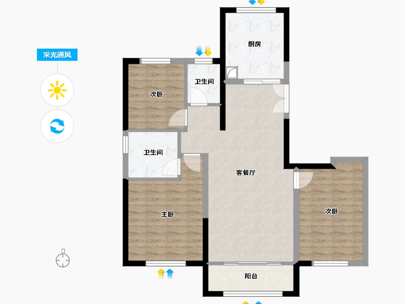 宁夏回族自治区-银川市-花语轩-98.00-户型库-采光通风