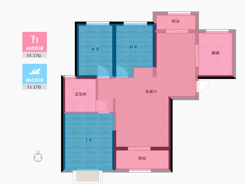 河北省-邯郸市-恒大绿洲-91.44-户型库-动静分区