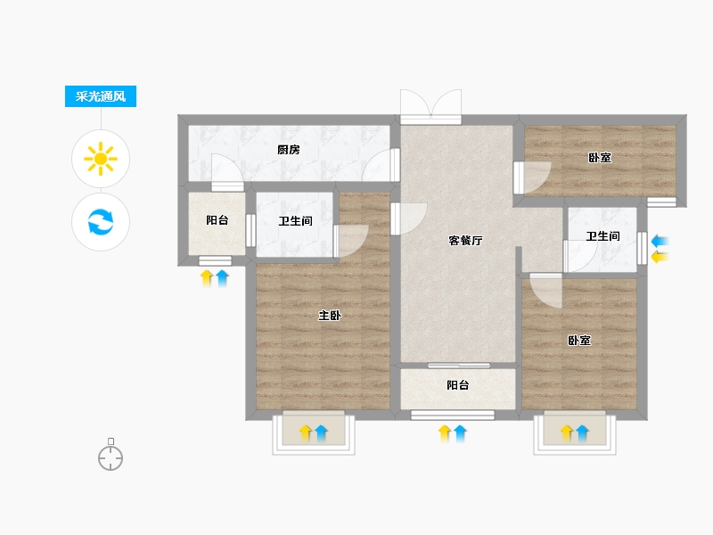 河南省-焦作市-金沙社区-64.80-户型库-采光通风