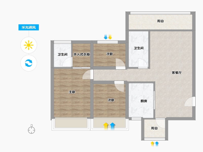 广东省-深圳市-祥祺滨河名苑-77.09-户型库-采光通风