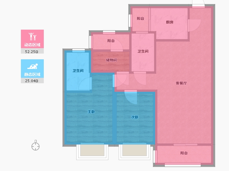 广东省-深圳市-京基御景印象一期-68.36-户型库-动静分区