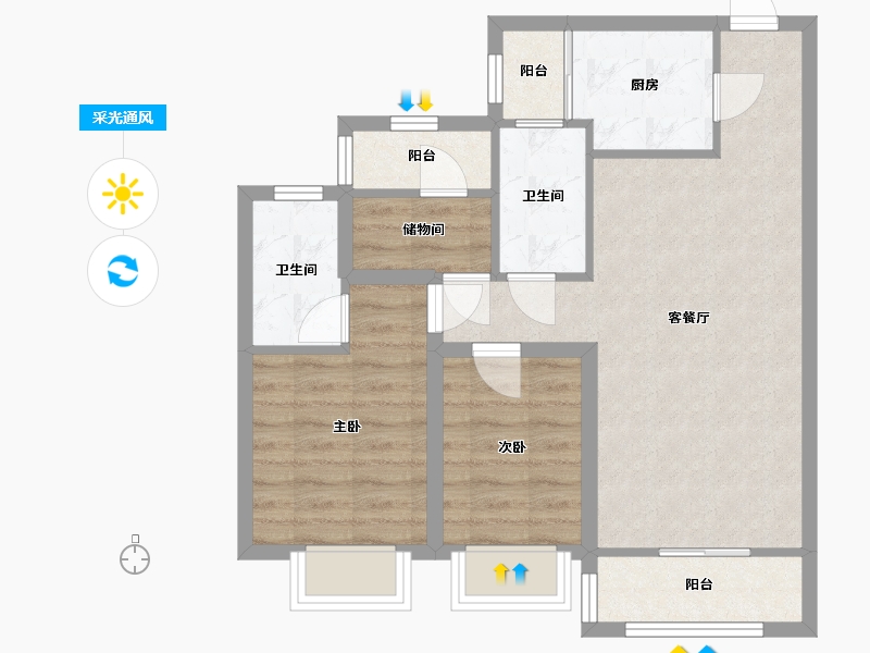 广东省-深圳市-京基御景印象一期-68.36-户型库-采光通风