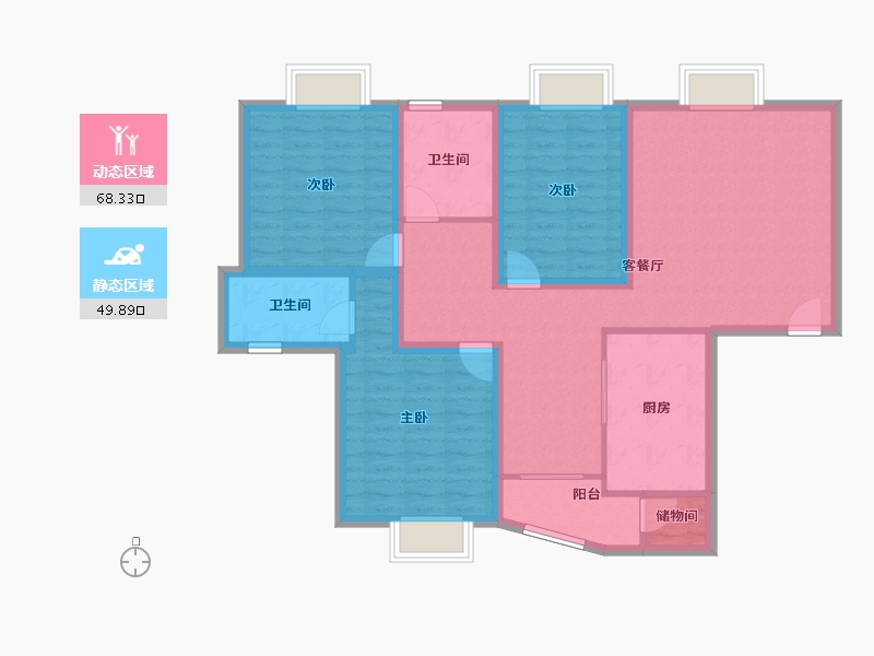 广东省-深圳市-富怡雅居-105.45-户型库-动静分区