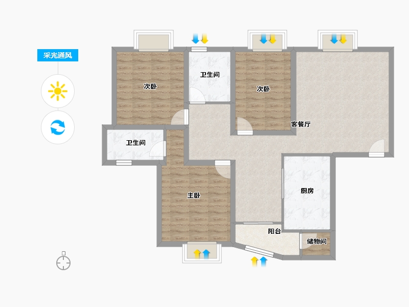 广东省-深圳市-富怡雅居-105.45-户型库-采光通风