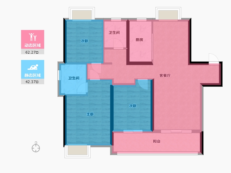 湖北省-武汉市-融创城二期-93.25-户型库-动静分区