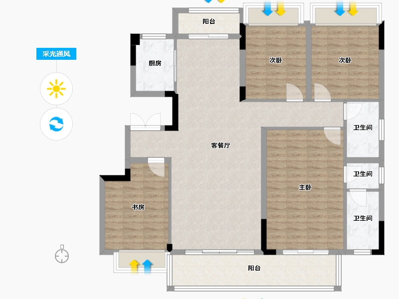 湖南省-长沙市-紫星广场 紫云府-140.00-户型库-采光通风