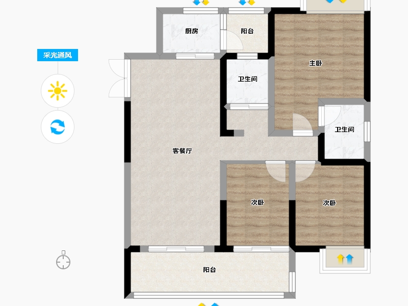 四川省-德阳市-金色维也纳-92.80-户型库-采光通风