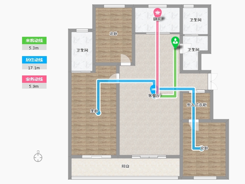 新疆维吾尔自治区-克拉玛依市-鼎福鼎悦嘉园-135.00-户型库-动静线