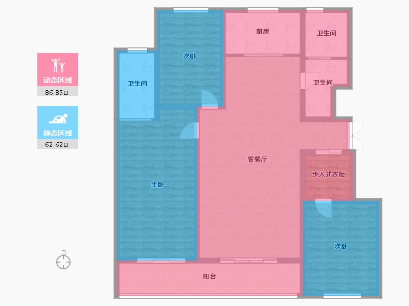 新疆维吾尔自治区-克拉玛依市-鼎福鼎悦嘉园-135.00-户型库-动静分区