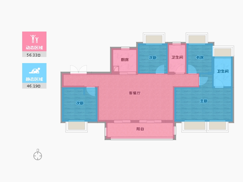 湖北省-武汉市-悦享湖璟-98.00-户型库-动静分区