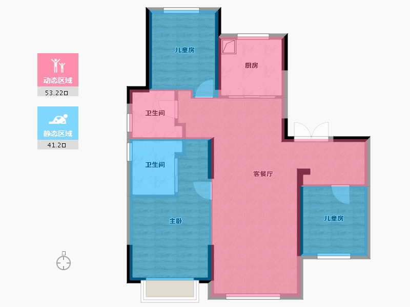 山东省-济南市-绿地IFC中央公馆-83.20-户型库-动静分区