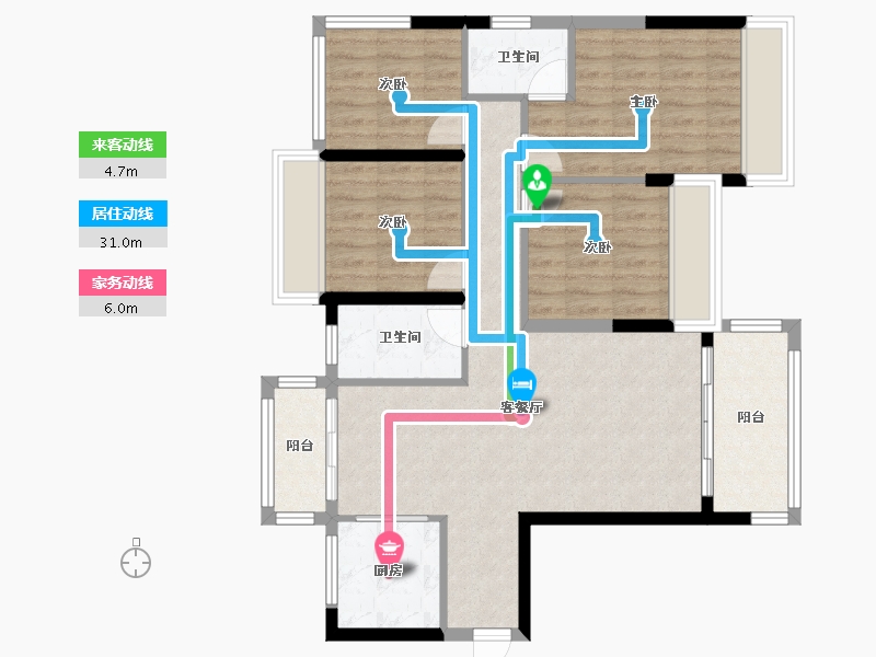 广西壮族自治区-玉林市-东湖一号-96.93-户型库-动静线