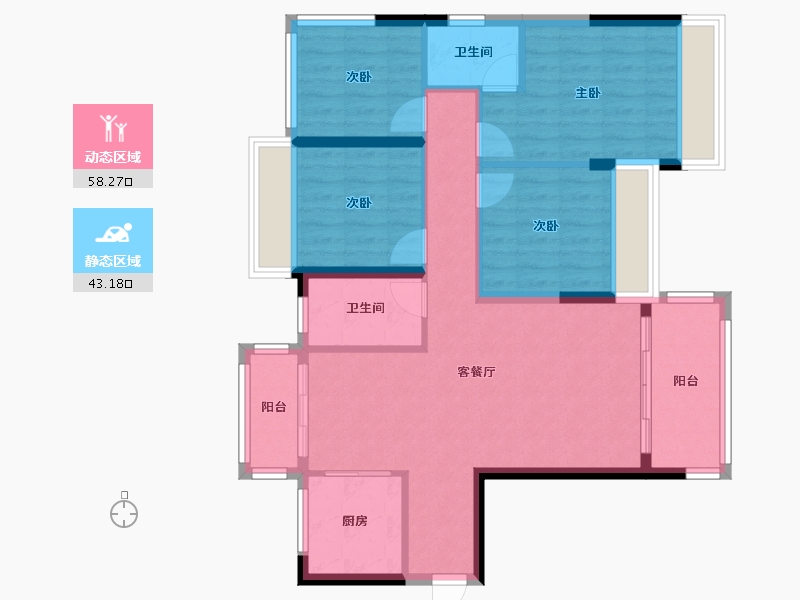 广西壮族自治区-玉林市-东湖一号-96.93-户型库-动静分区