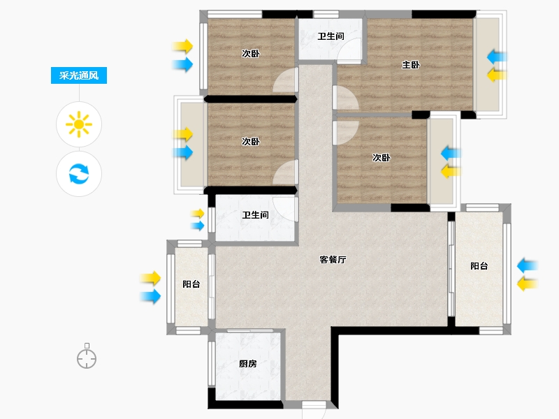 广西壮族自治区-玉林市-东湖一号-96.93-户型库-采光通风