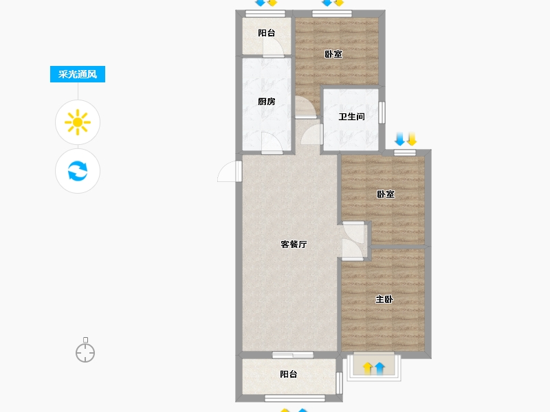 山西省-太原市-恒大御湖庄园-90.98-户型库-采光通风