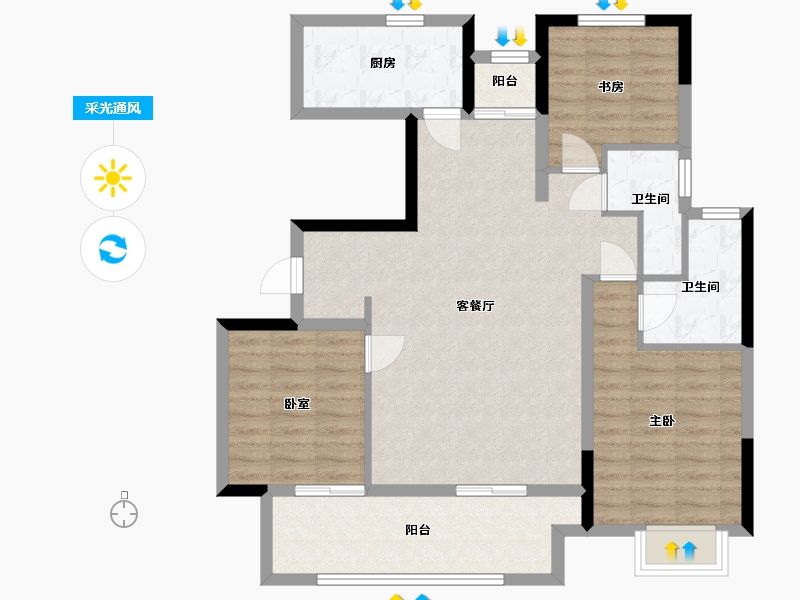 江西省-宜春市-绿地明境湾-94.01-户型库-采光通风