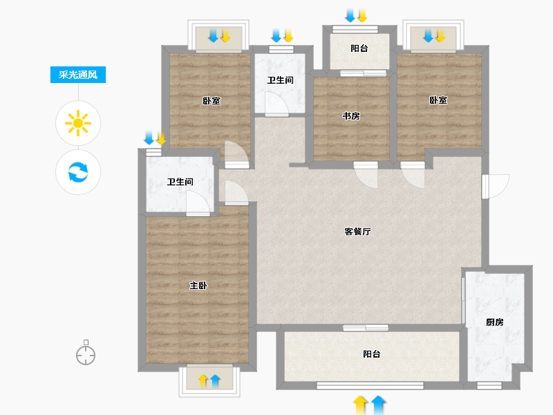 四川省-成都市-桂语麓境-123.67-户型库-采光通风