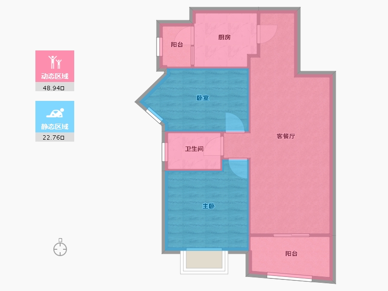 广东省-东莞市-碧河花园-56.82-户型库-动静分区