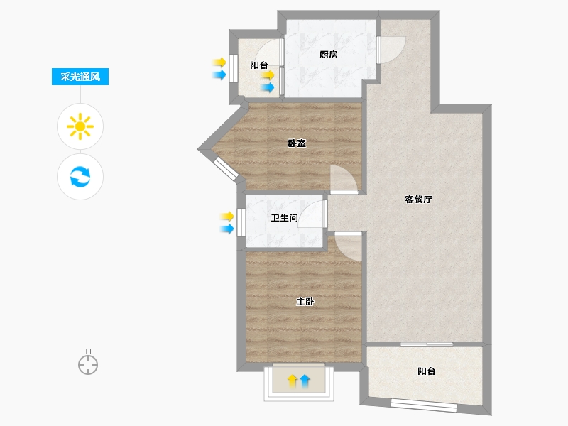 广东省-东莞市-碧河花园-56.82-户型库-采光通风