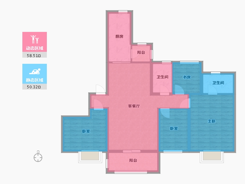 浙江省-温州市-瑞安恒大观澜庭-121.00-户型库-动静分区