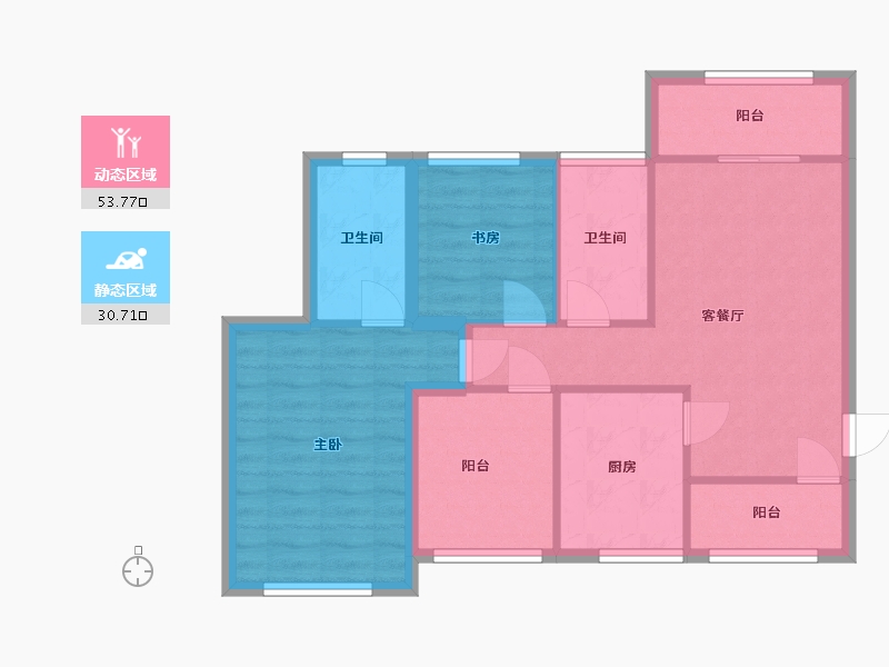 广东省-深圳市-梓兴花园-75.47-户型库-动静分区