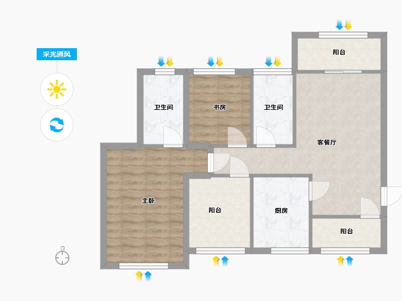 广东省-深圳市-梓兴花园-75.47-户型库-采光通风