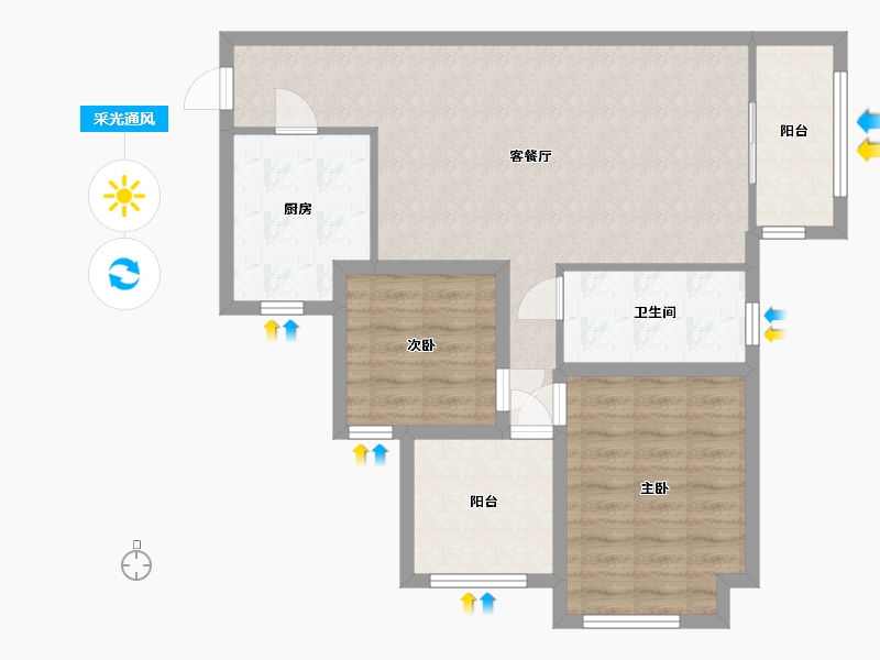 广东省-深圳市-招商花园城南区-81.33-户型库-采光通风