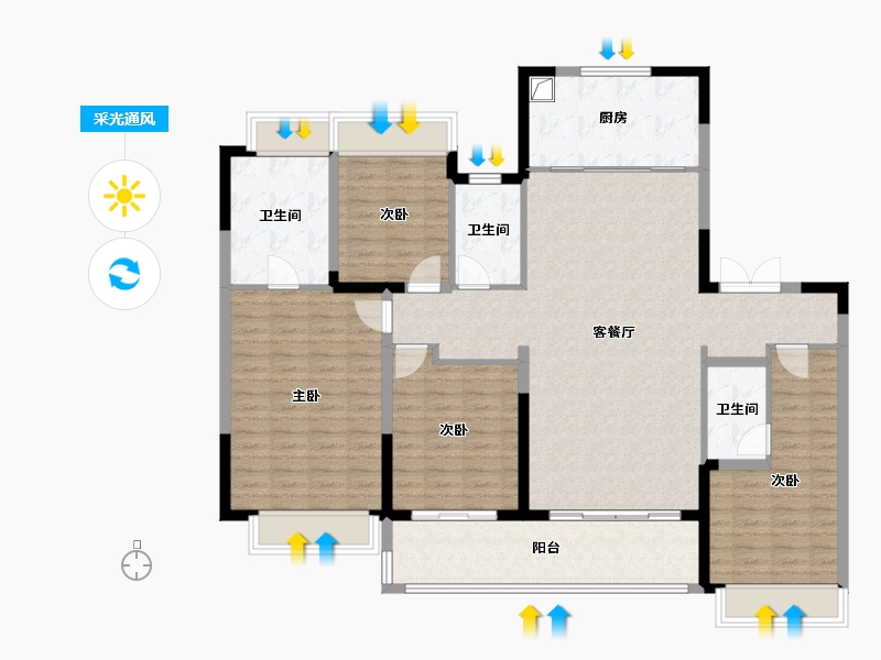 江苏省-无锡市-中海阅澄江-175.00-户型库-采光通风