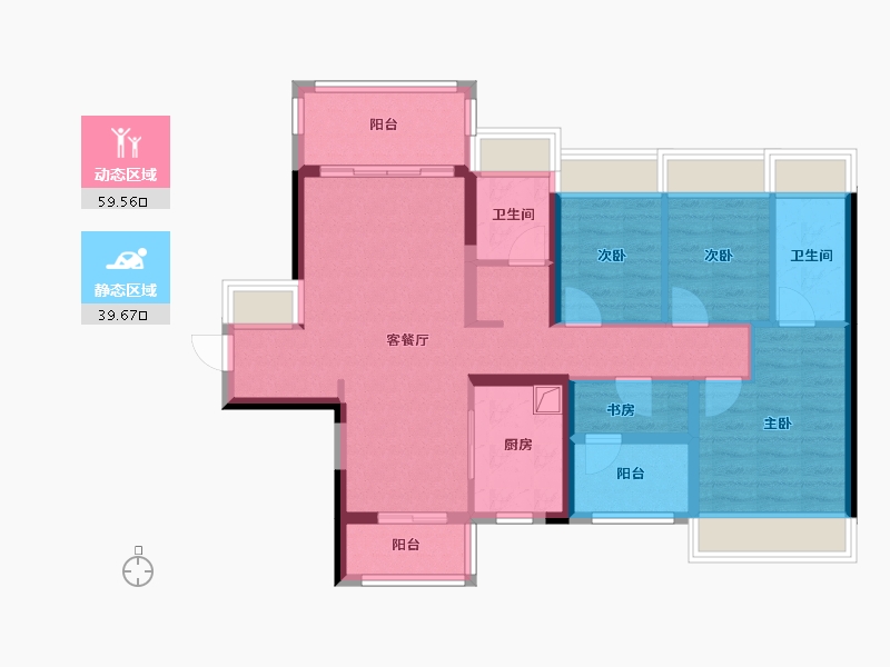 广东省-佛山市-美的海伦堡云湾府-96.00-户型库-动静分区