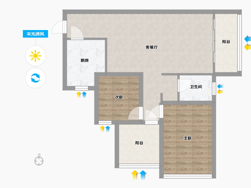 广东省-深圳市-招商花园城南区-70.57-户型库-采光通风