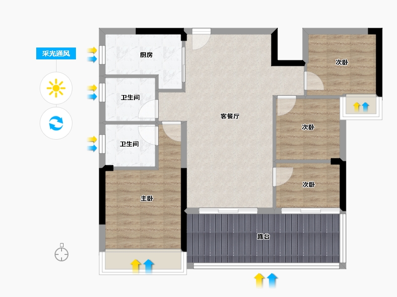 广东省-江门市-帕佳图光辉岁月-90.00-户型库-采光通风