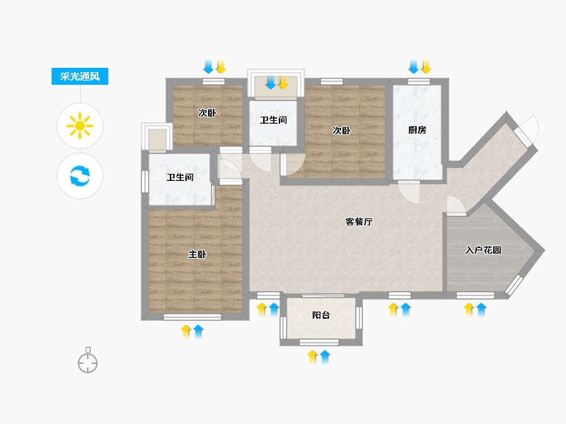 广东省-深圳市-万科金域缇香(一期)-85.32-户型库-采光通风