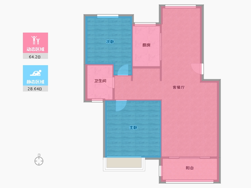 江苏省-苏州市-蓝湾苑-81.42-户型库-动静分区