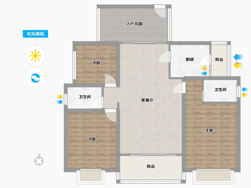 广东省-深圳市-嘉宏湾花园（大东城）二期-105.92-户型库-采光通风