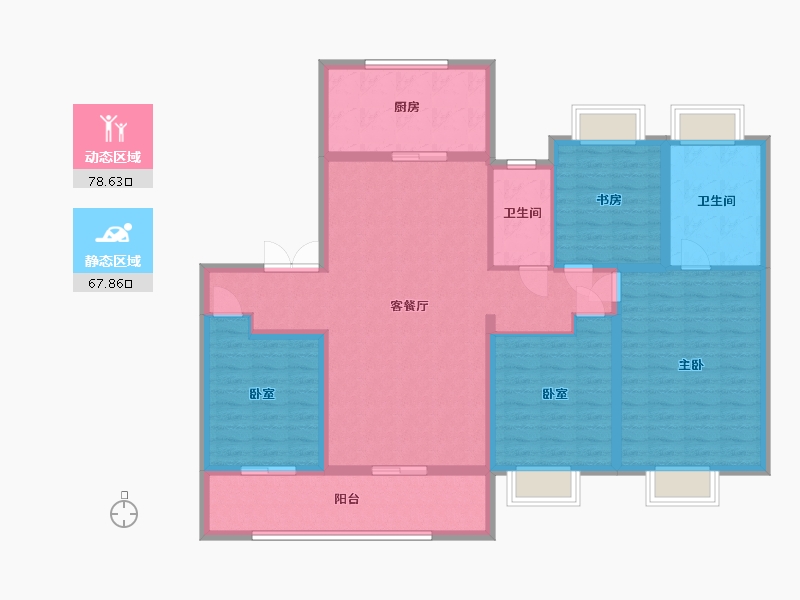 江苏省-无锡市-中海阅澄江-166.00-户型库-动静分区