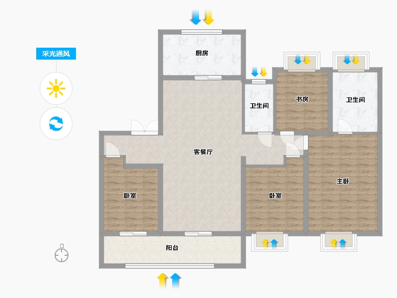 江苏省-无锡市-中海阅澄江-166.00-户型库-采光通风