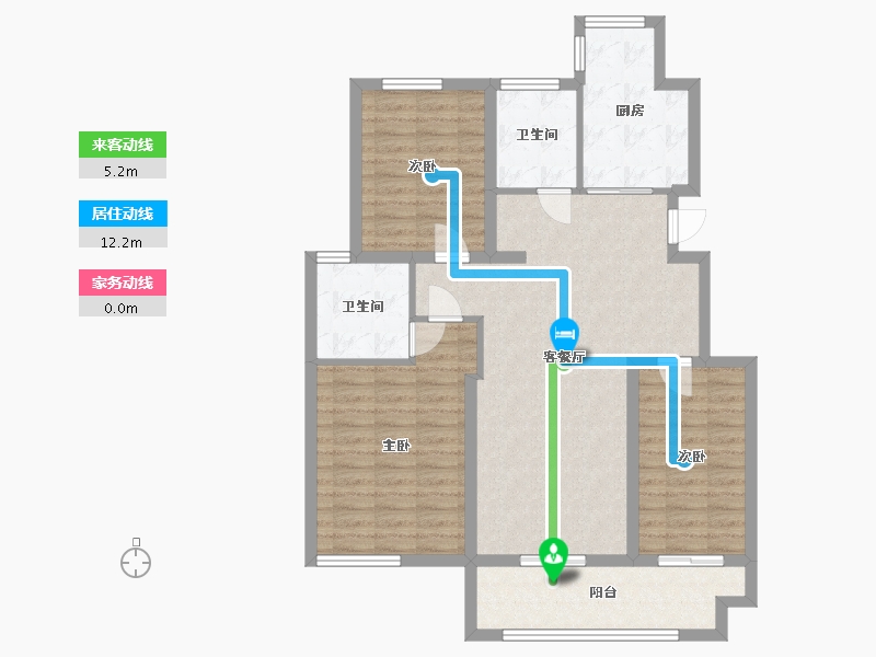 江苏省-南通市-东皋新村-98.40-户型库-动静线