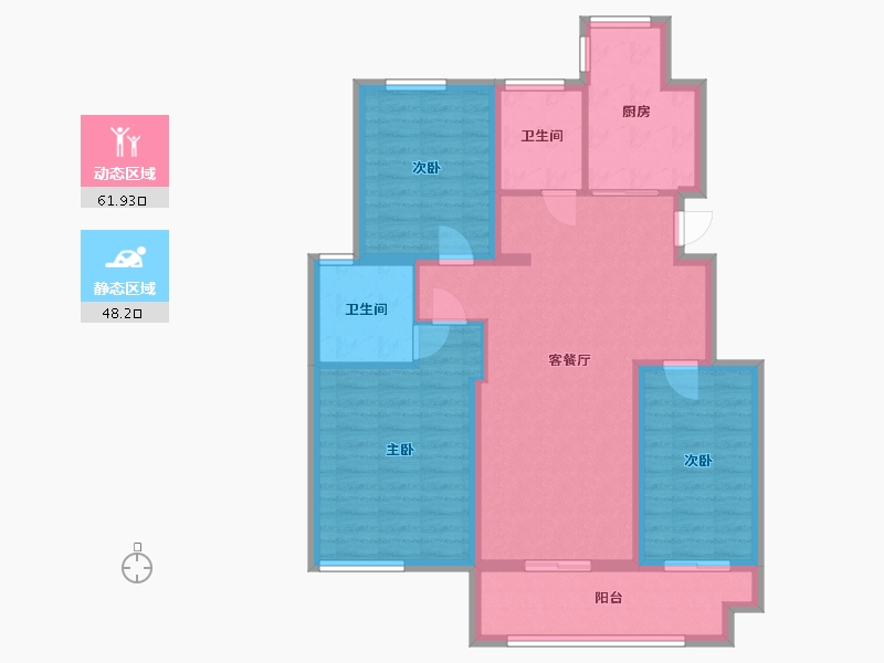 江苏省-南通市-东皋新村-98.40-户型库-动静分区