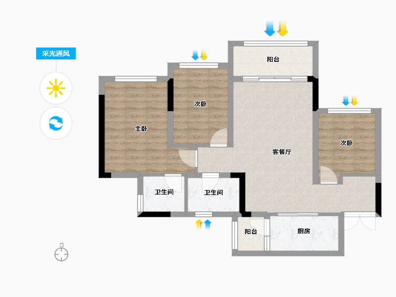 四川省-达州市-金科集美东方-76.96-户型库-采光通风