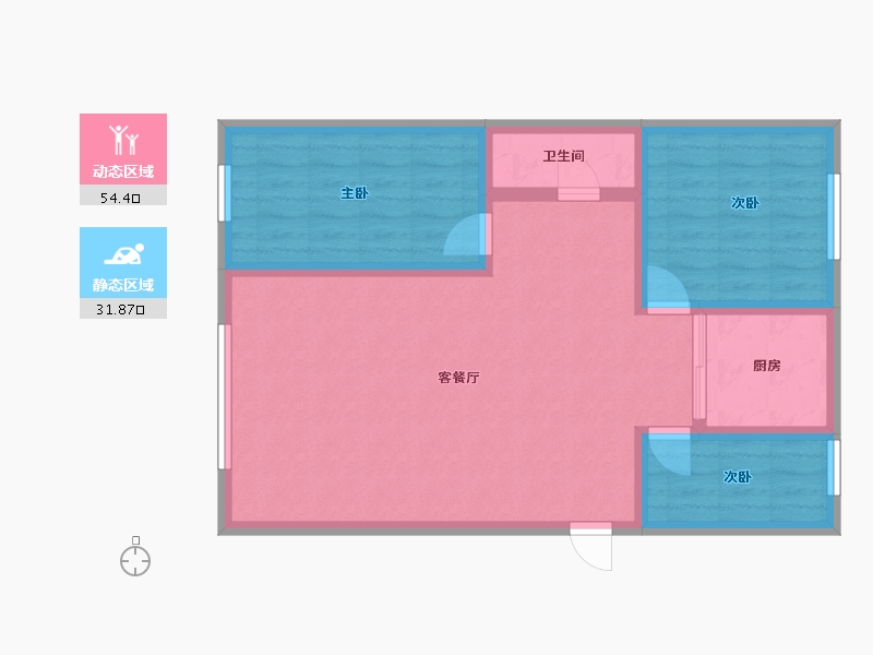 新疆维吾尔自治区-乌鲁木齐市-惠民小区5期-77.05-户型库-动静分区