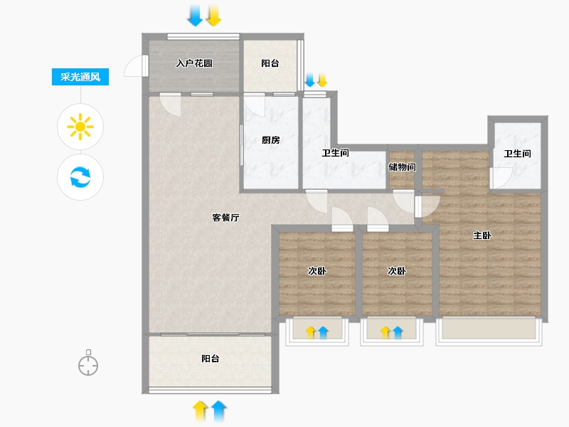 广东省-深圳市-嘉宏湾花园（大东城）二期-113.84-户型库-采光通风