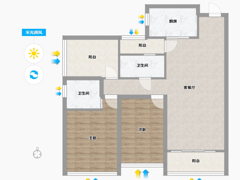 广东省-深圳市-祥祺滨河名苑-88.90-户型库-采光通风