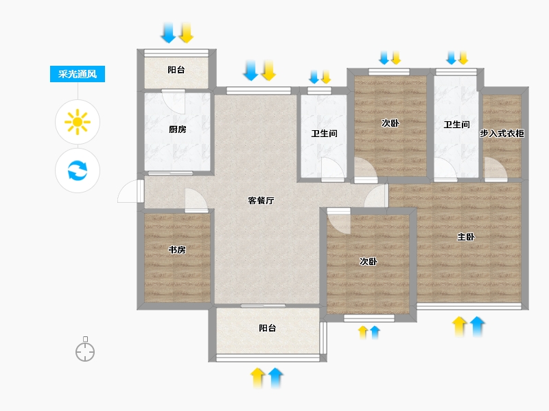 广东省-深圳市-京基御景印象一期-96.41-户型库-采光通风