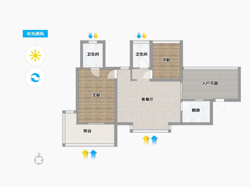 广东省-深圳市-深业东城上邸-86.73-户型库-采光通风