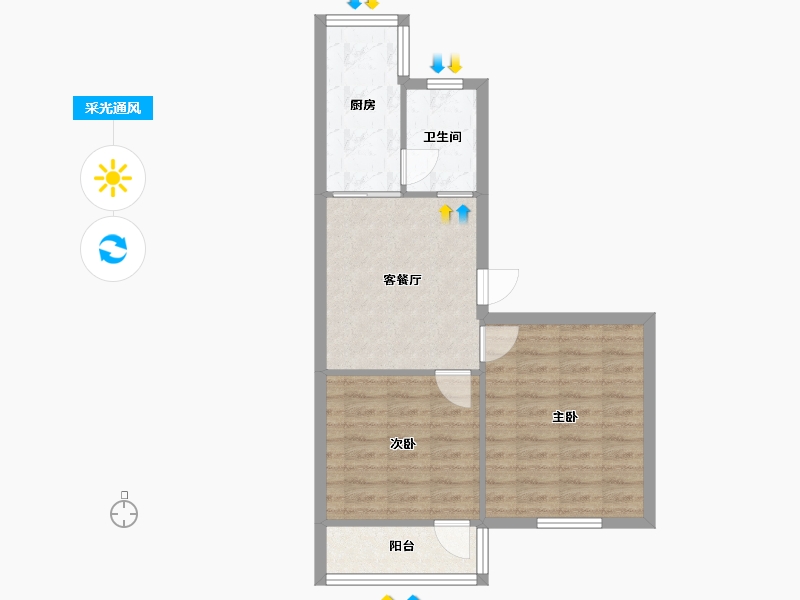 江苏省-镇江市-江滨新村-50.96-户型库-采光通风