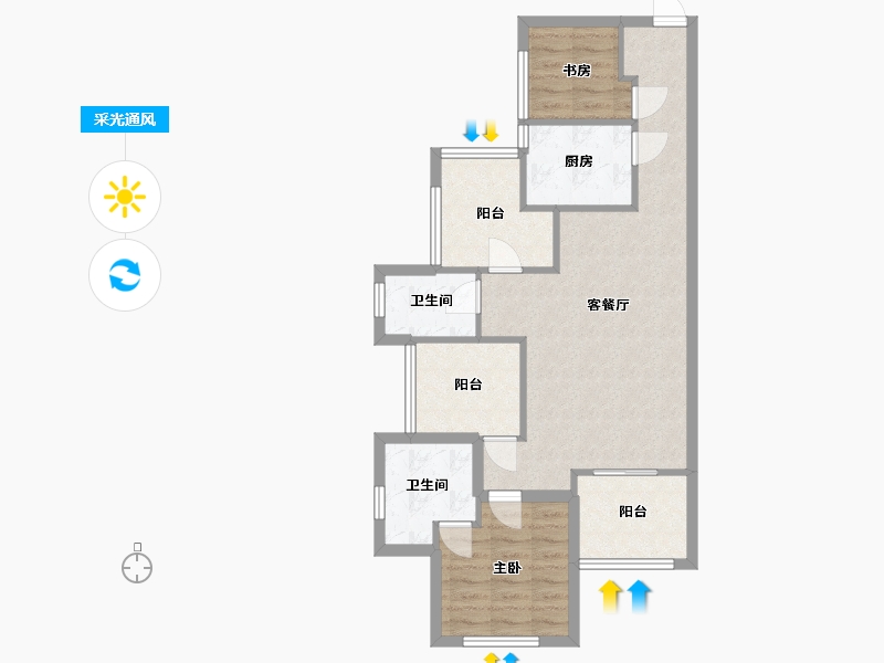 广东省-深圳市-万科金域缇香(一期)-75.62-户型库-采光通风