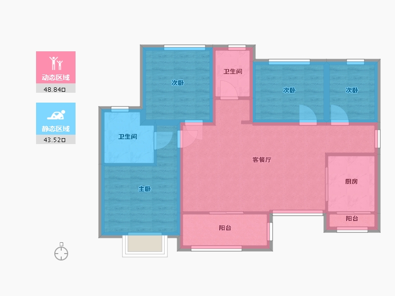 广东省-深圳市-嘉宏湾花园（大东城）二期-81.68-户型库-动静分区