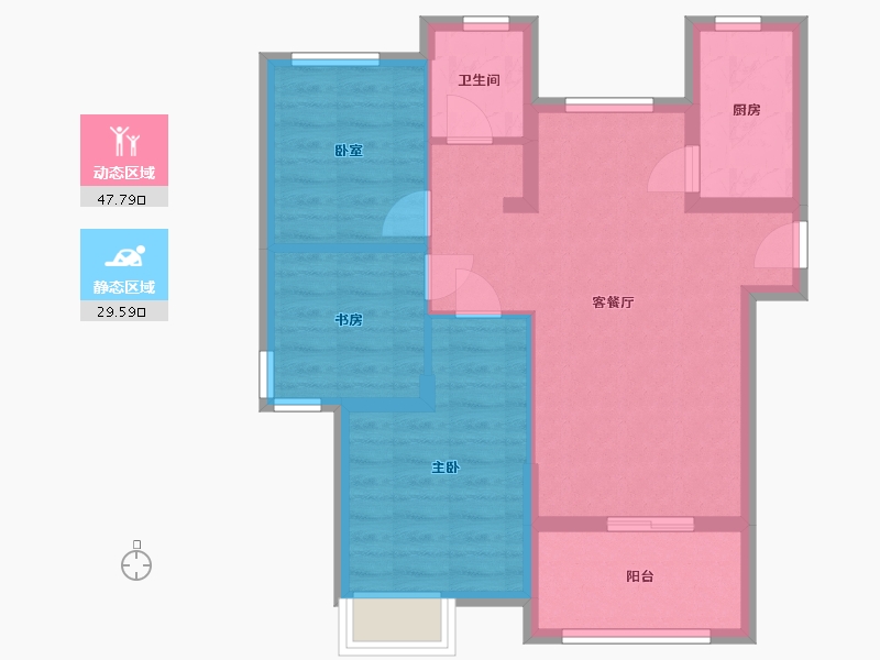 安徽省-合肥市-滨湖沁园-72.80-户型库-动静分区