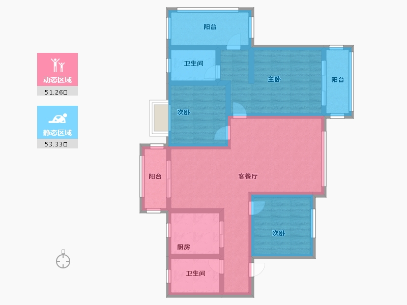 陕西省-宝鸡市-聚丰香树湾-91.20-户型库-动静分区