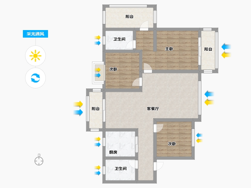 陕西省-宝鸡市-聚丰香树湾-91.20-户型库-采光通风